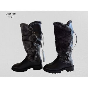 NWOT  JustFab (FB) Demi Faux Fur Lug Sole Combat Boot  Sz 5.5